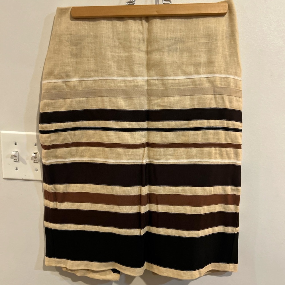 The Limited Beige and Brown Striped Pencil Skirt